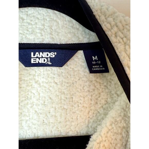 Lands’ End Cream Sherpa Fleece Snap Pullover M Cozy Fall Winter Warm Top - Picture 4 of 5